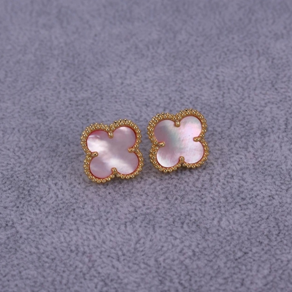 Luxury Women's Malachite Stud Earrings, Four-Leaf Clover,Silver plated. - Picture 9 of 10